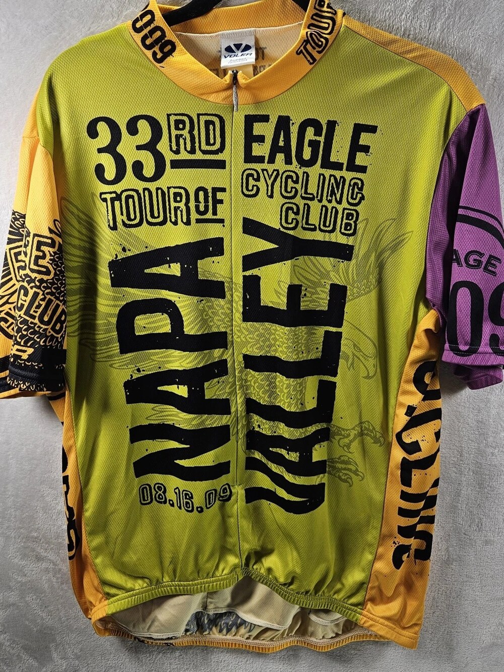 Voler Cycling Jersey Tour of Napa Valley 2009 Yellow Men's Size 2XL